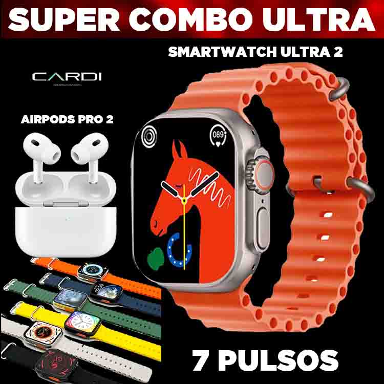 🎁 Combo Smartwatch Ultra 2 + AirPods Pro 2 🎧 + 7 Pulsos 💥