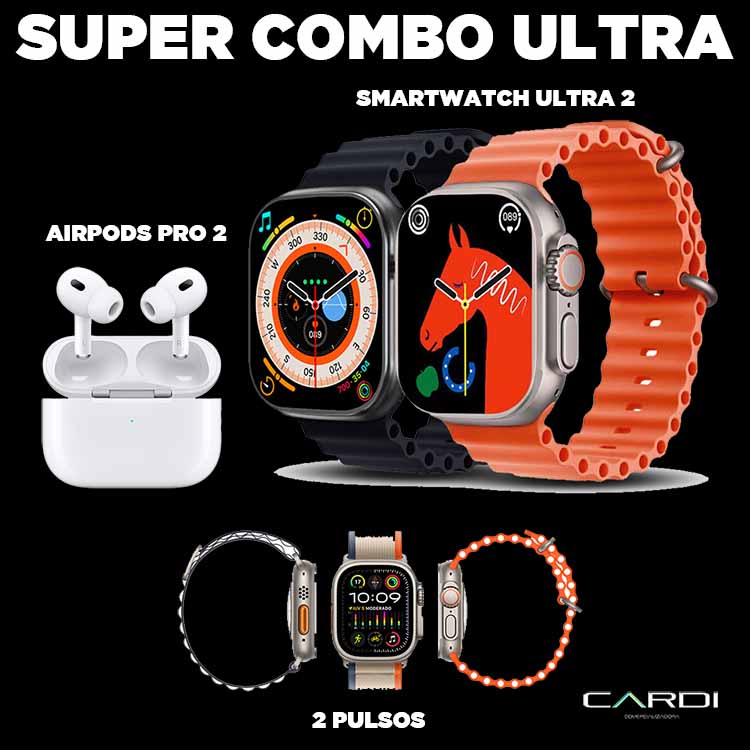 🎯 Smartwatch Ultra 2 + AirPods Pro 2 🎧 + 2 Pulsos 💥